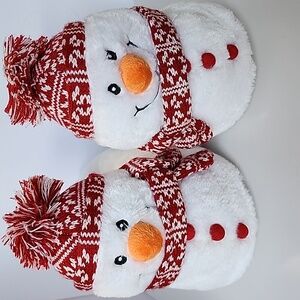Prince & Fox  Snowman Slippers with Red Accents